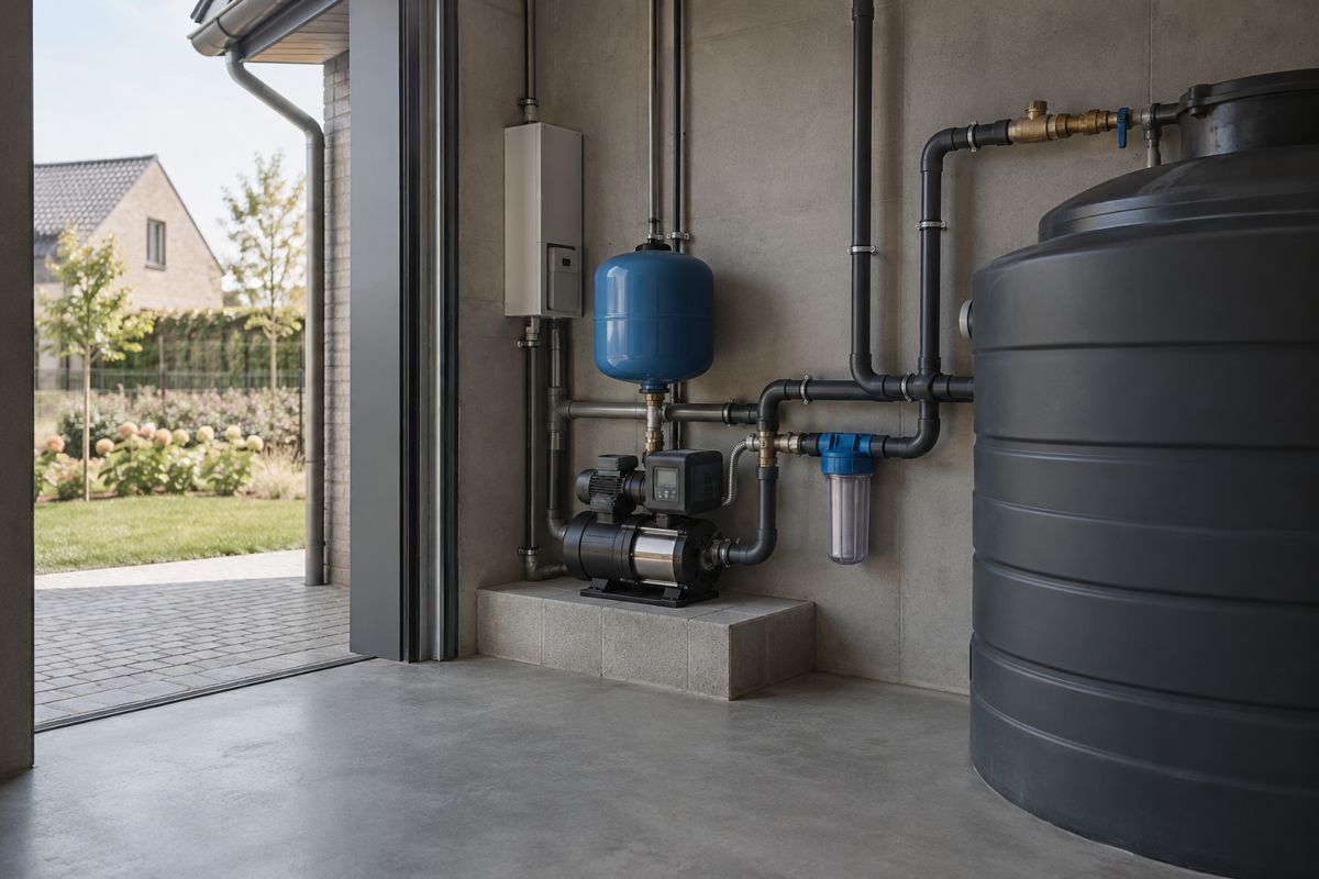 AI-illustratie van regenwaterrecuperatie