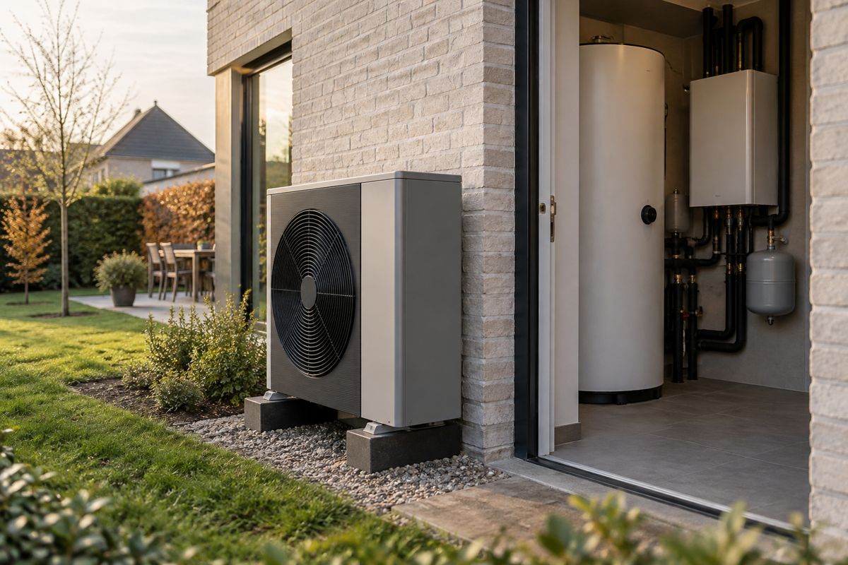 AI-illustratie van warmtepompen